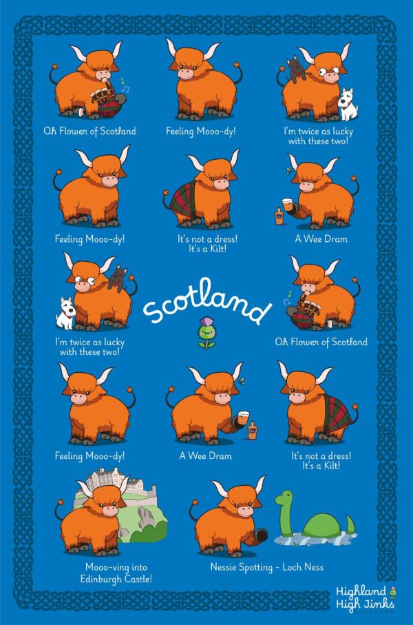 2032 Highland High Jinks - Cows - Tea Towel