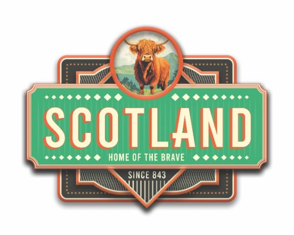 2135 Vintage 3D Fridge Magnet - Highland Cow / Home Of The Brave