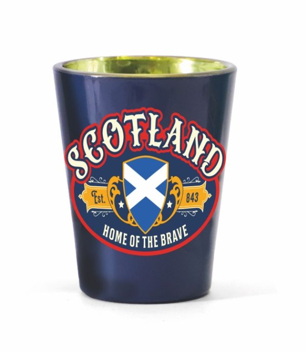 2150 Vintage Tot Glass - Scotland / Saltire - Home Of The Brave